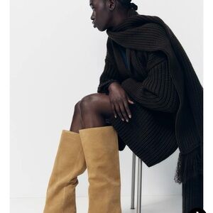 Zara Split Leather Heeled Boots